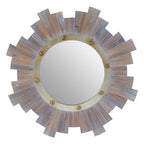 Wooden Wall Mirror with Nail Head | Sunburst