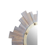 Wooden Wall Mirror with Nail Head | Sunburst