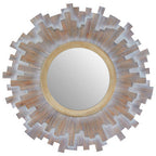 Multilevel Wooden Wall Mirror | Sunburst