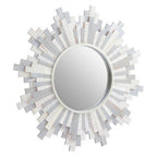 Grey and White Wooden Wall Mirror | Sunburst