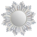 Grey and White Wooden Wall Mirror | Sunburst