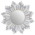 Grey and White Wooden Wall Mirror | Sunburst