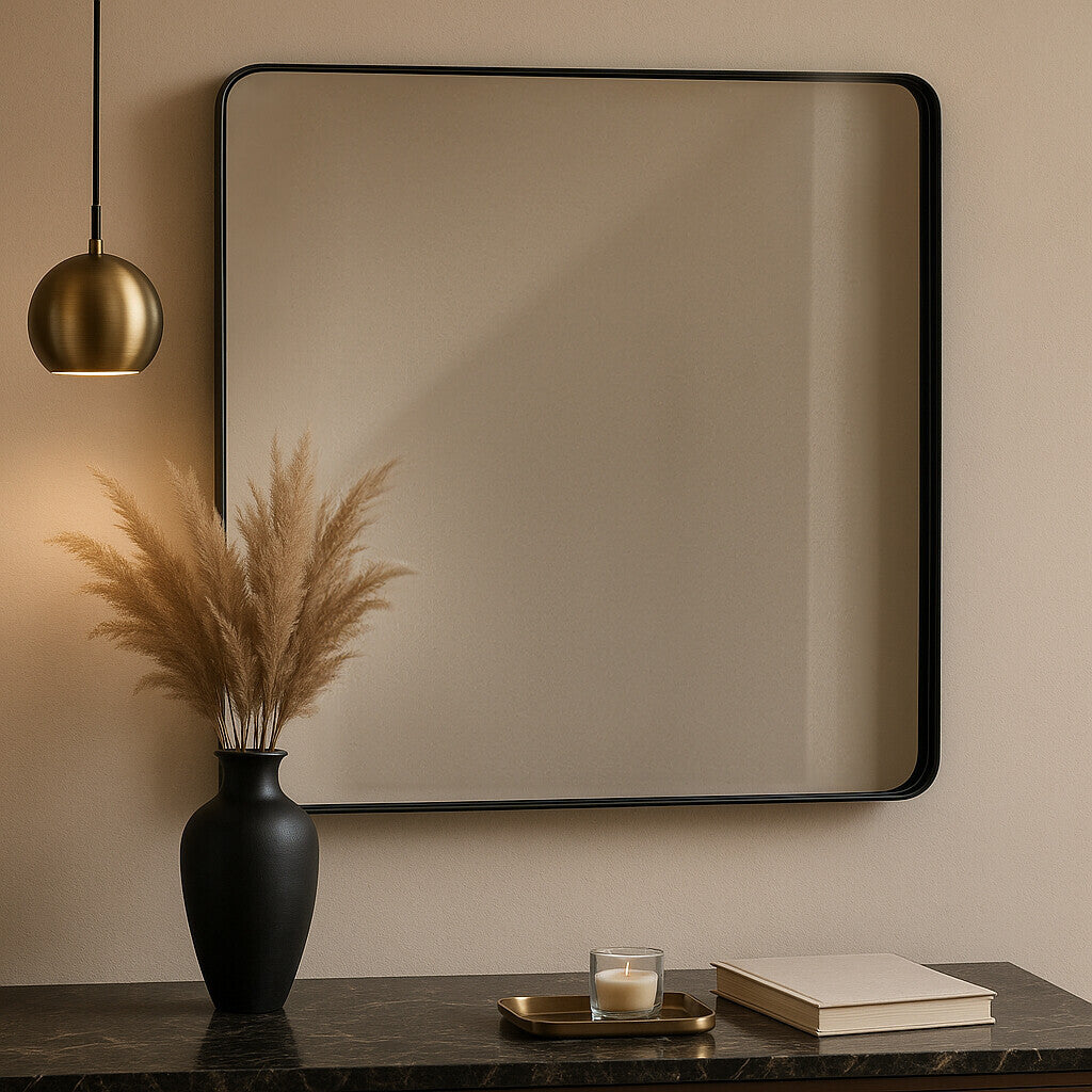 Matt Black Square Wall Mirror | Candi