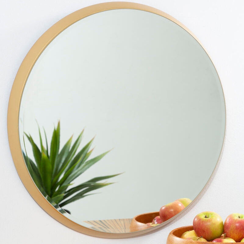 Medium Round Wall Mirror with Gold Frame | Athena
