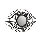 Black Natural Rattan Eye Shape Wall Mirror | Mataram