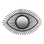 Black Natural Rattan Eye Shape Wall Mirror | Mataram