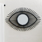 Black Natural Rattan Eye Shape Wall Mirror | Mataram