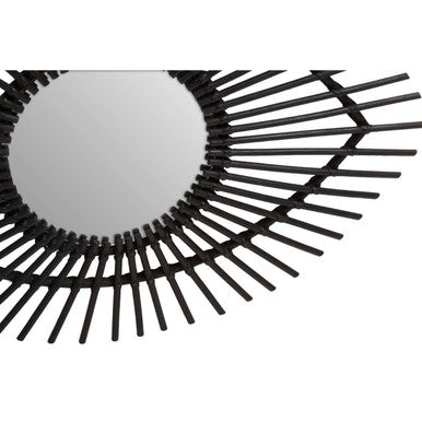 Mataram Black Natural Rattan Eye Shape Wall Mirror - Nest UK