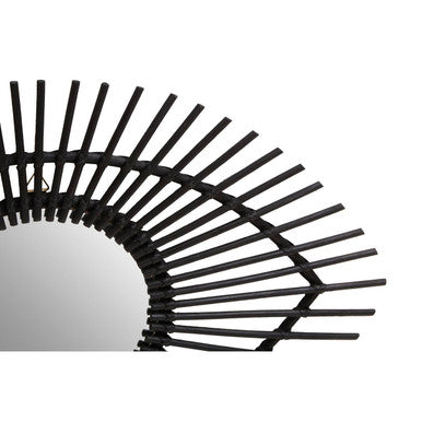 Mataram Black Natural Rattan Eye Shape Wall Mirror - Nest UK