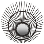 Black Natural Rattan Wall Mirror | Mataram