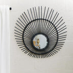 Black Natural Rattan Wall Mirror | Mataram