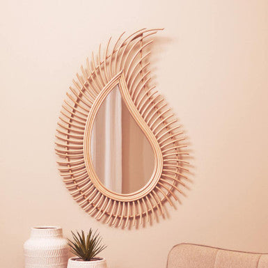 Teardrop Natural Rattan Wall Mirror | Mataram