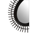 Teardrop Black Natural Rattan Wall Mirror | Mataram