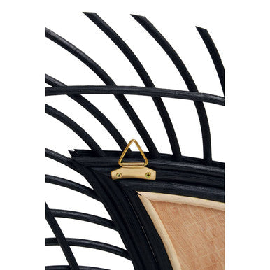 Teardrop Black Natural Rattan Wall Mirror | Mataram