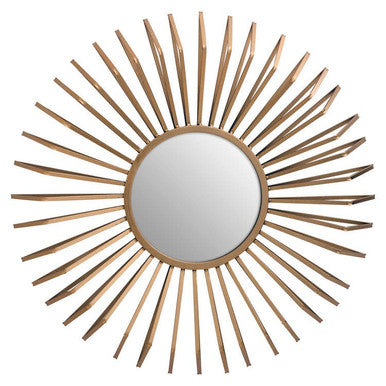 Gold Finish 3D Sunburst Metal Wall Mirror | Matera
