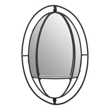 Oval Shelved Black Wall Mirror | Avento