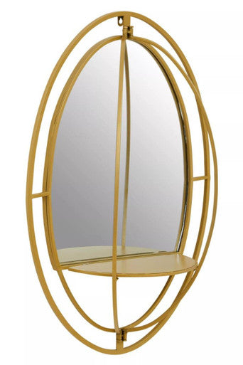 Oval Shelved Gold Wall Mirror | Avento