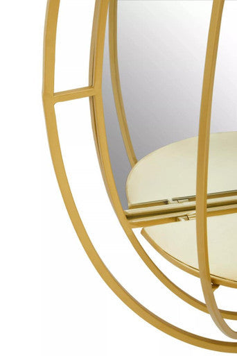 Oval Shelved Gold Wall Mirror | Avento