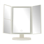 Tri Fold White LED Table Mirror | Cassini