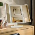 Tri Fold White LED Table Mirror | Cassini