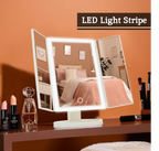 Tri Fold White LED Table Mirror | Cassini