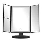 Tri Fold Black LED Table Mirror | Cassini