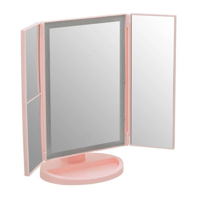 Tri Fold Pink LED Table Mirror | Cassini
