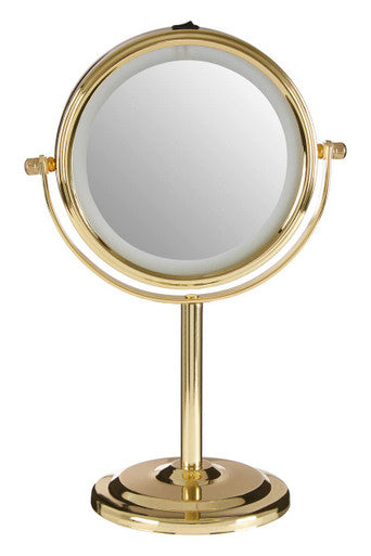 Gold Finish LED Small Table Mirror | Cassini