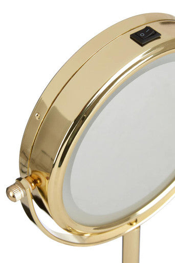 Gold Finish LED Small Table Mirror | Cassini