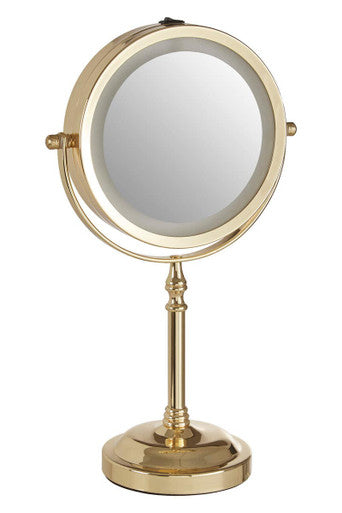 Gold Finish LED Large Table Mirror | Cassini