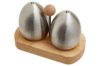 Stainless Steel and Rubberwood Salt Pepper Shakers | Natural Origins