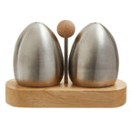 Stainless Steel and Rubberwood Salt Pepper Shakers | Natural Origins