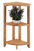 Three Tier Tropical Hevea Wood Corner Shelf Unit | Heva