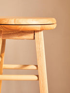 Natural Hevea Wood Revolving Bar Stool | Chester