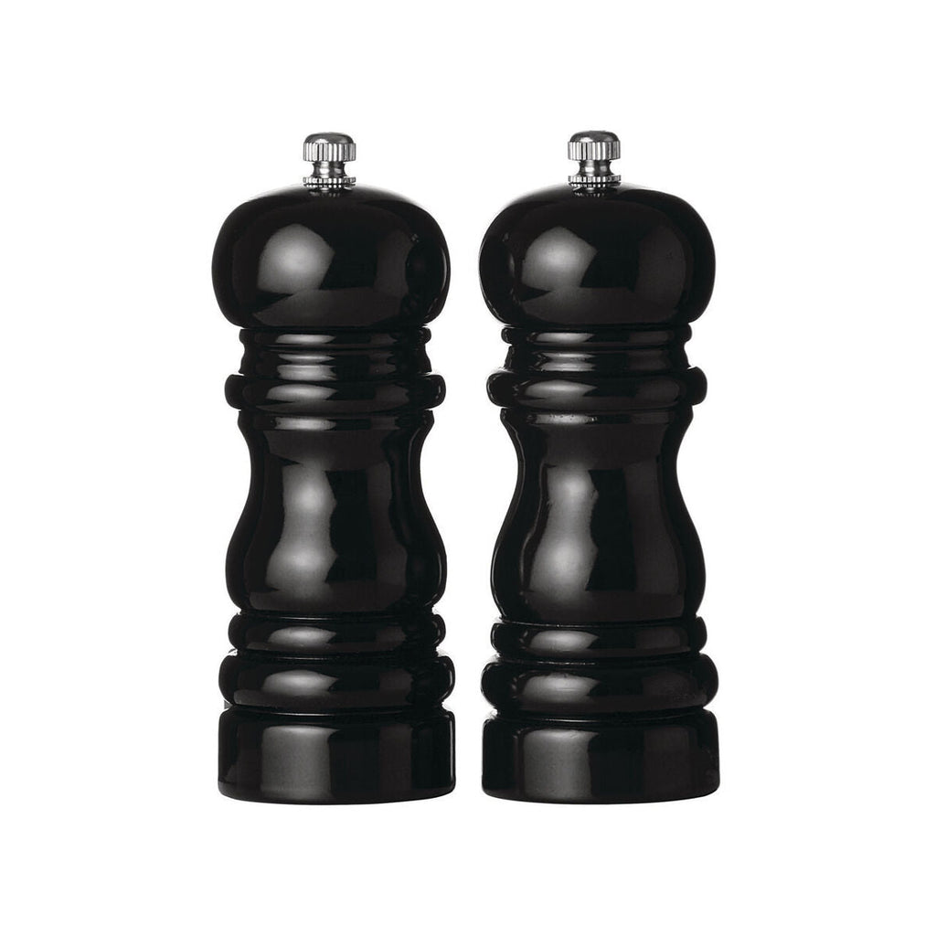 14Cm Black Hi Gloss Salt and Pepper Set | Salta
