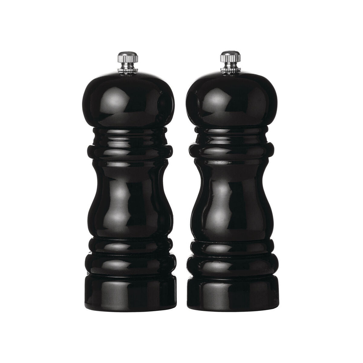 14Cm Black Hi Gloss Salt and Pepper Set | Salta