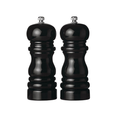 14Cm Black Hi Gloss Salt and Pepper Set | Salta