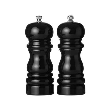 14Cm Black Hi Gloss Salt and Pepper Set | Salta