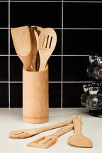 6 Piece Bamboo Kitchen Tool Set With Holder | Aleki