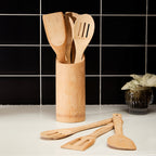 6 Piece Bamboo Kitchen Tool Set With Holder | Aleki