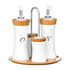 4 Piece Bamboo and Ceramic Condiment Set | Dela