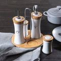 4 Piece Bamboo and Ceramic Condiment Set | Dela