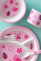 Kids 5 Piece Pink Bamboo Dinner Set | Eden