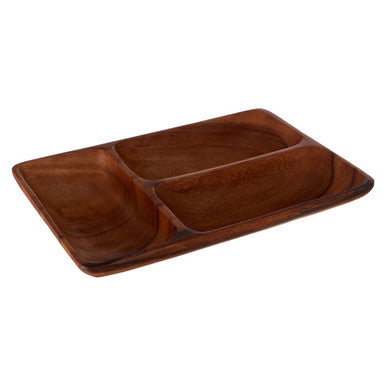 Three Section Serving Dish in Acacia Wood | Kora