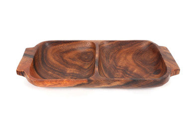Acacia Two Section Serving Dish with Handles | Kora