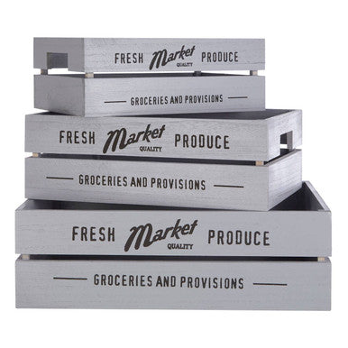 Grey Wood Set of 3 Provision Crates | Naresso