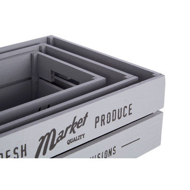 Grey Wood Set of 3 Provision Crates | Naresso