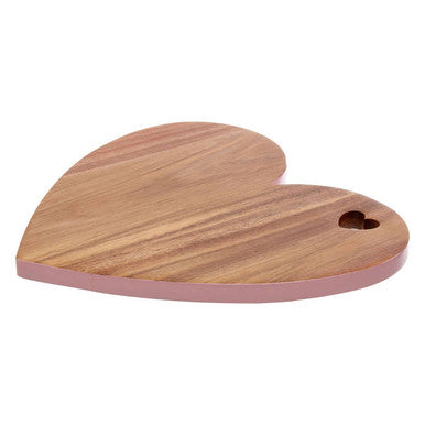 Acacia Heart Chopping and Serving Board with Pink Edge | Socorro