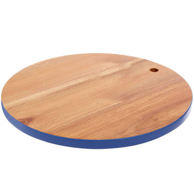 Round Acacia Chopping and Serving Board with Blue Edge | Socorro
