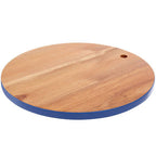 Round Acacia Chopping and Serving Board with Blue Edge | Socorro